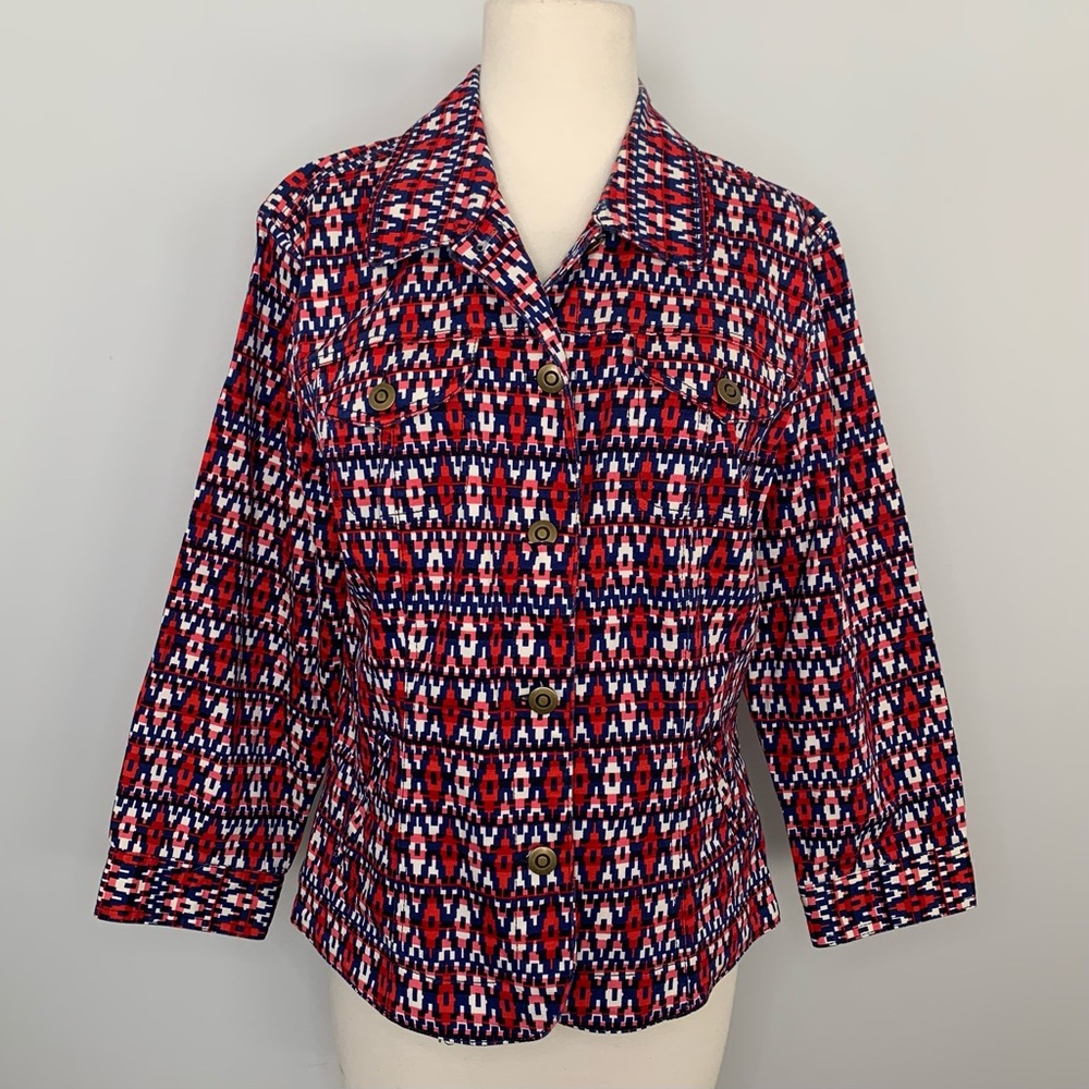 Ruby Rd. Geo Print Cotton Jacket